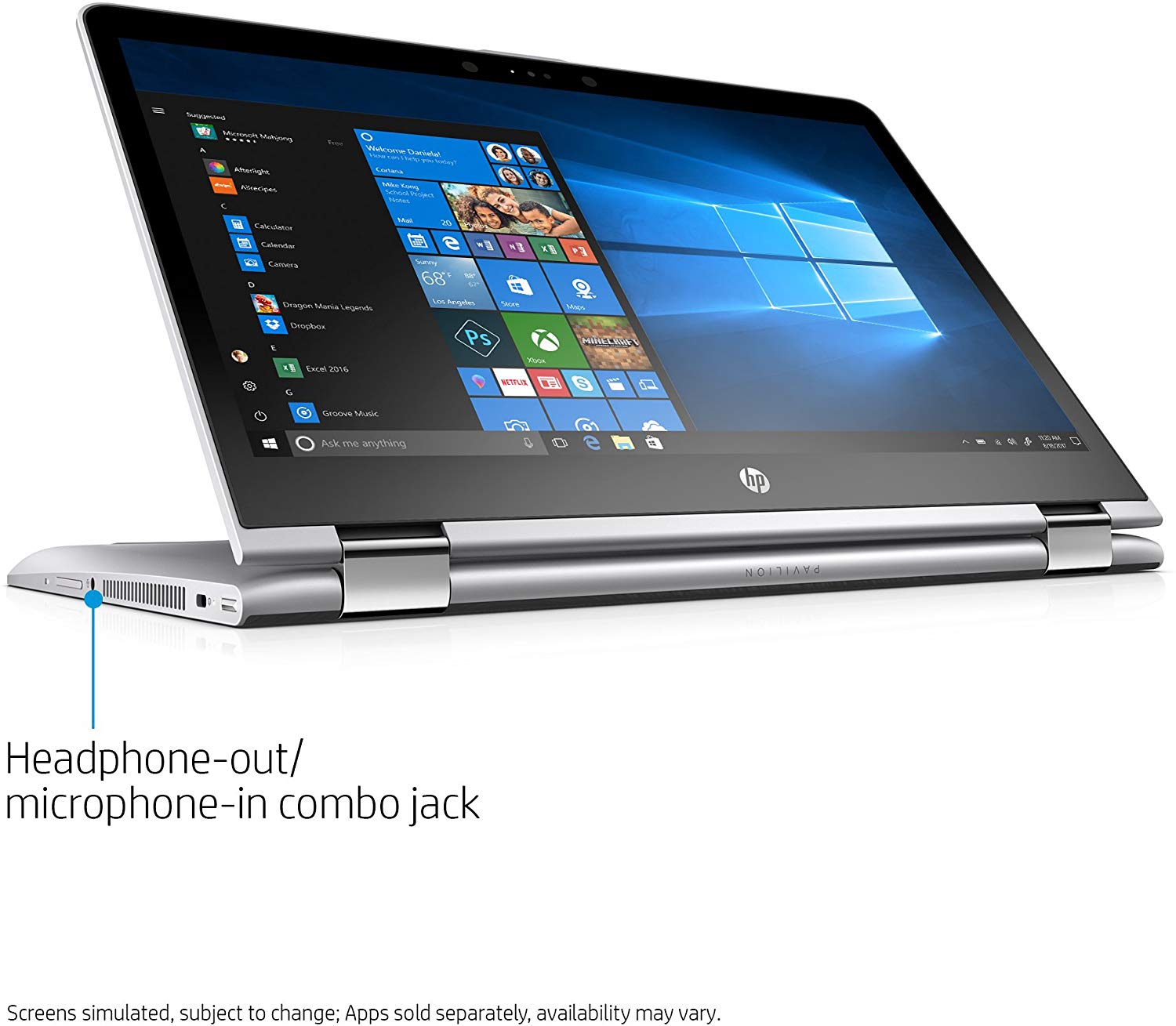 HP Pavilion x360 14 dh0006nia i3 8145U, (14") multitouch-, 4 GB DDR4-2400 SDRAM (1 x 4 GB), 1 TB SATA, Intel® UHD Graphics 620, Windows 10 Home 64, 1 Year Warranty - Image 3