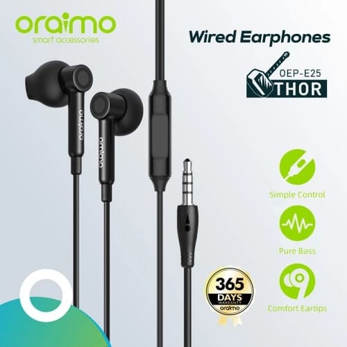 Oraimo Earphone Thor OEP-E25 -Black Amaget Online Store