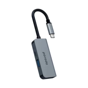 Porodo 3 in 1 Aluminum USB-C Hub 4K HDMI PD 87W-GRAY