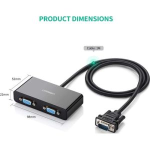 Ugreen 1x2 VGA Splitter- Black