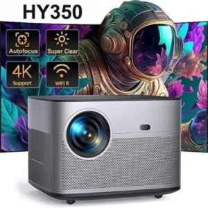 HY350 4K Smart Office Projector – Wireless Presentation, 1080P, Auto Keystone Correction – 1080P Native, 800 ANSI Lumens, WiFi 6 & Bluetooth 5.0
