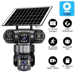 V380, 3 lens, 4G/5G Sim card, 9MP human detection 2 way audio night vision, motion sensor, battery backup cctv camera