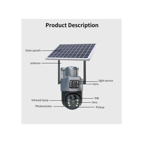 Original Solar Powered Dual Lens PTZ CCTV Camera V380 - Image 2