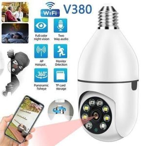 V380 1080P Wireless 360 Rotate Auto Tracking Panoramic Camera Light Bulb Wifi PTZ IP Camera