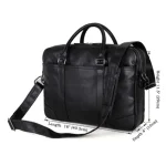 16" Unisex Leather Laptop Briefcase/ Messenger Bag - Black