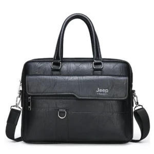 Jeep Buluo Men Leather Office & Laptop Bag - 38cm