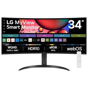 LG 34SR65QC-B 34-inch MyView Smart Monitor Curved WQHD Screen 100Hz with webOS Tilt/Height Adjustable Stand