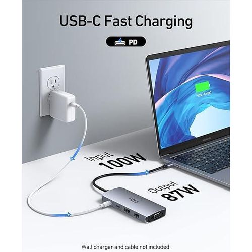 USB C Docking Station Dual HDMI Monitor Adapter, Selore USB C Hub 3 Monitors with Dual HDMI, Displayport, VGA, 100W PD Charging, 3USB 2.0 Ports Adapter for Dell XPS, HPdevice, Lenovo