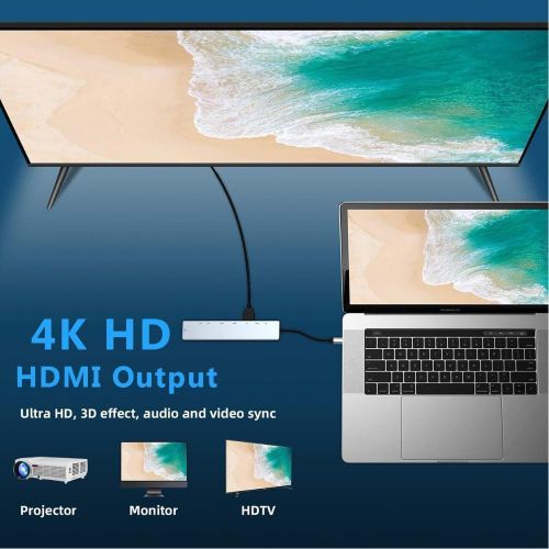addigoes 8 in 1 USB C Hub Multiport Adapter with Ethernet, Laptop Docking Station