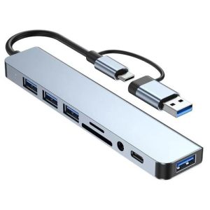 USB + Type-C 7-in-1 Hub with Free 3-in-1 Charging Cable