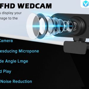 Product details 1080P Webcam with Microphone, USB HD Camera, Webcam for Laptop Auto Focus, Noise Reduction Mics, Computer Camera for Streaming, Video Calling, Skype, Teams, Zoom, PC, Computer-(FT)