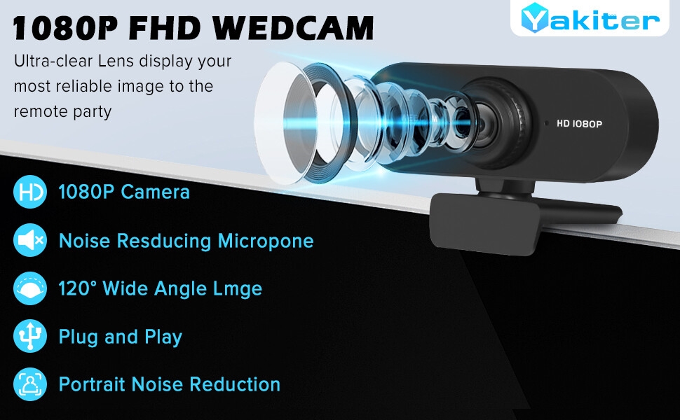 Product details 1080P Webcam with Microphone, USB HD Camera, Webcam for Laptop Auto Focus, Noise Reduction Mics, Computer Camera for Streaming, Video Calling, Skype, Teams, Zoom, PC, Computer-(FT)