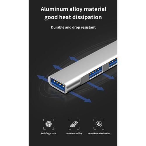 White Label 4-in-1 USB Hub Splitter - Silver